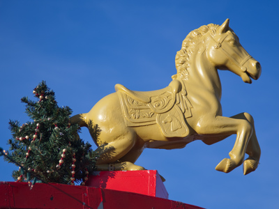 Galloping through downtown Dayton.