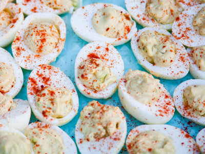 Which came first, the chicken salad or the deviled eggs?