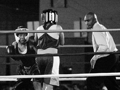 All of the fighters were amateurs.  These two came into the ring without gloves.