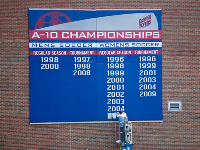 Marking the success of the women`s soccer team in 2009.  They are so good, they`re running out of room on the board to show it (and leaving the men`s team behind).