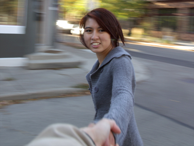 Spinning in the middle of an intersection, with the cooperative boyfriend blocking traffic for us.
