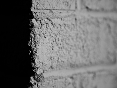 Just a brick wall, but reminiscent of a moonscape.