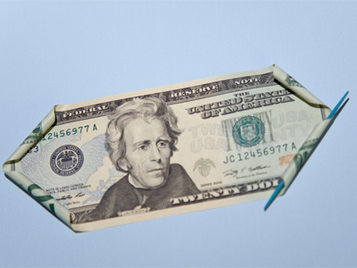 Use the toothpick to roll the corners of each bill inward.