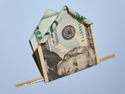 Fold the bill across the width.  Put a twist tie in the crease.