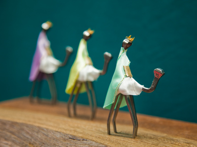 Wise men from the east, made out of nails.
