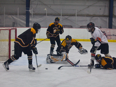 Today I photographed my first -- and last -- hockey game, or match, or scrum . . . whatever.  This sport is too cold!