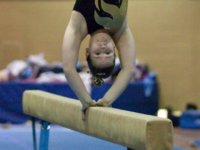 High school gymnasts fall down a lot more than they do in the Olympics, but they just get up and keep on going.