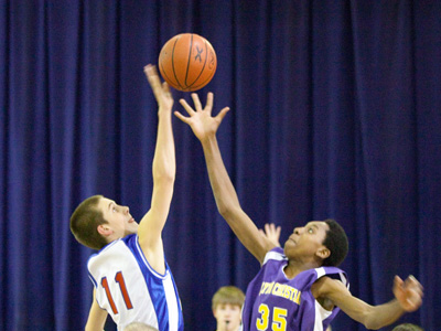 We held them pretty close until the opening tip-off, and then the game started to slip away.