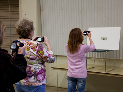Participants in my photography workshop this morning line up to complete one of their assignments.