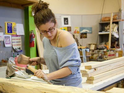 We`re chopping up a big piece of wood, a big piece of wood, big piece of wood.