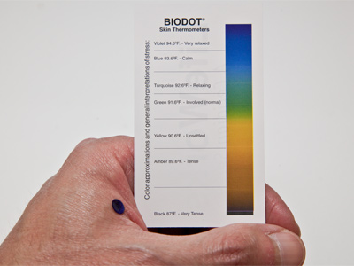 According to the color of the BIODOT on my skin, I am `very relaxed.`  Okay, now tell me something I don`t know.