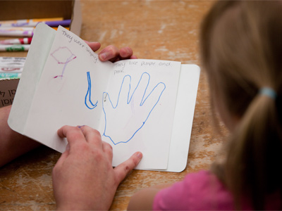 The kids got to make their own books to take home.
