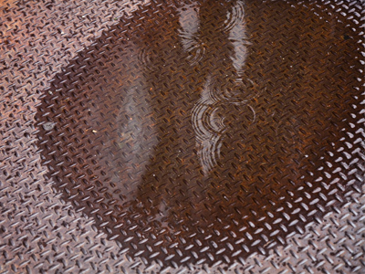 The rain was eagerly soaked up by the soil -- er, steel.