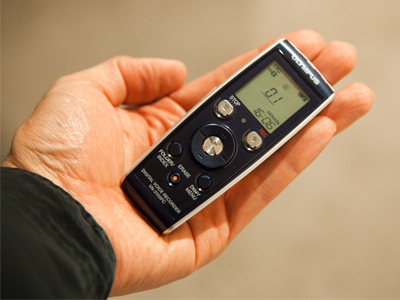 Fortunately, my audio recorder is much less conspicuous than my camera.