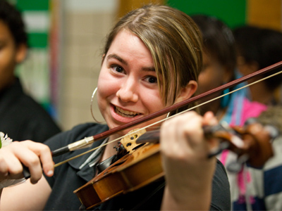 Tuning up before the concert.