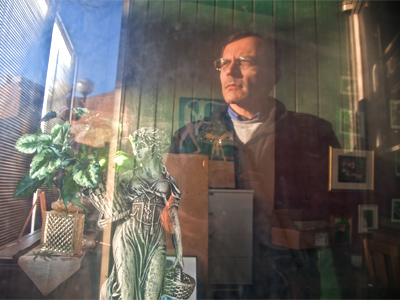 Hoping to place myself alongside Lee Friedlander and Helen Levitt with this photo, I was instead humbled by a nearby observer: `I saw you fixing your hair in the glass.`