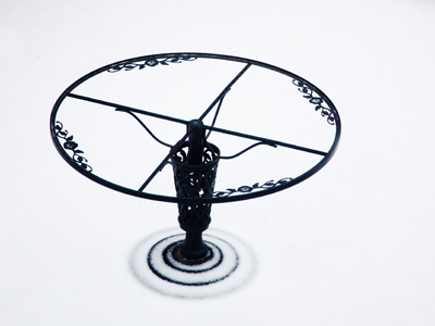 Would you be satisfied with five pictures of this table?  Probably not, so I guess I have to go outside in the cold.