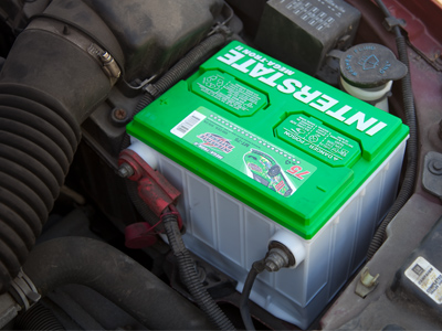 The old car battery looked dull, so I got a shiny new one.