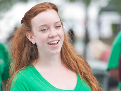 Anybody can put on a green shirt and pretend to be Irish, but this girl`s red hair confirms her authenticity.