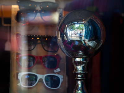 You can see my reflection, as well as that of a vagrant approaching from behind - but he thought better of it.