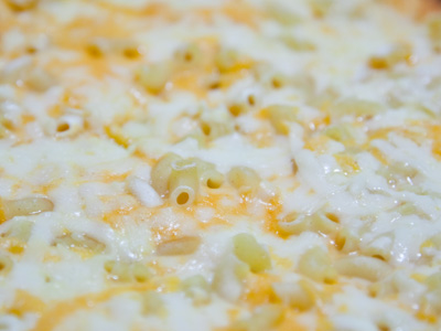Macaroni and cheese pizza - had to try it - won`t again.