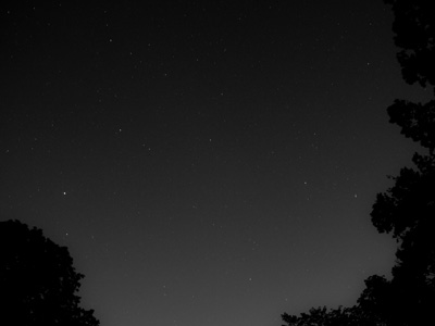 I live in the middle of the city, so I had to go to the Oakwood wilderness to see stars in the night sky.  As expected, a curious cop came to see what I was doing.