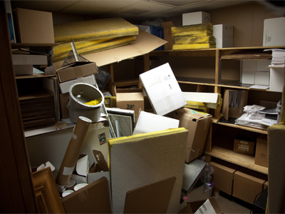 I keep my work area fairly neat, but ten feet away is this.