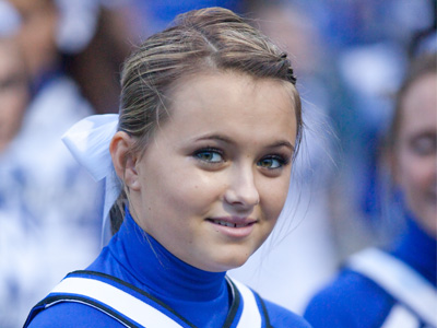 A moment later, she asked me to move my camera bag from the cheerleaders-only zone.