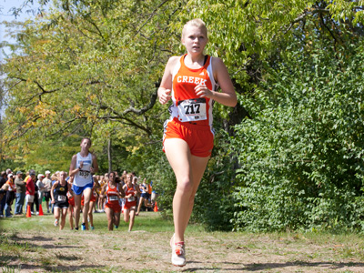 Nobody could catch up with her and she won her race.