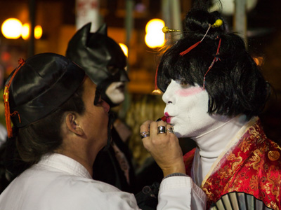Preparing for the Halloween costume contest.