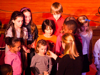 The audience was invited to play along for Jingle Bells.