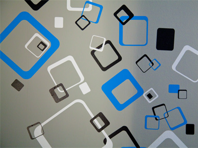 Another freshly decorated wall.  Gray is big this year.