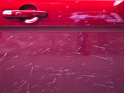 Candy apple red -- after the candy apple fell into the dirt.