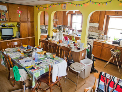 I drop by this farmhouse kitchen every couple of years and always feel welcome.  A photo of me is on the refrigerator.
