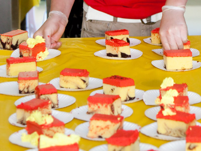 After dinner, little children were running around with the same colors smeared on their faces.