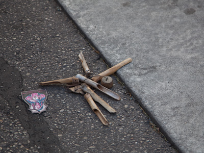 Moments later, two cars crunched it.