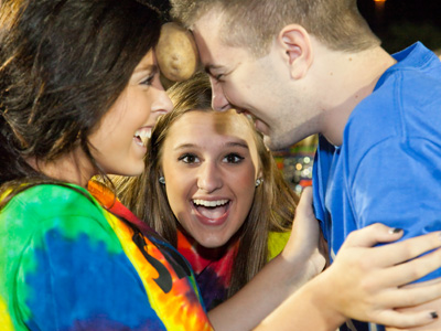 The potato dance -- with a spectator.