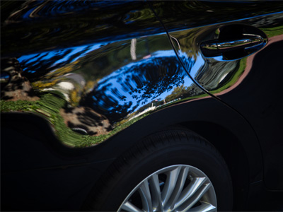 A nice splash of color on this black car.