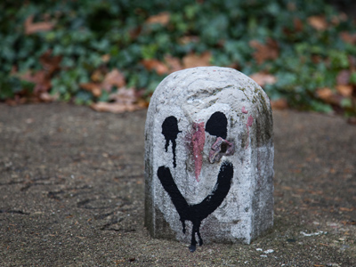 A vandal with a sense of humor visited my house.