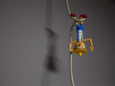 There`s also a little wooden boy hanging around.