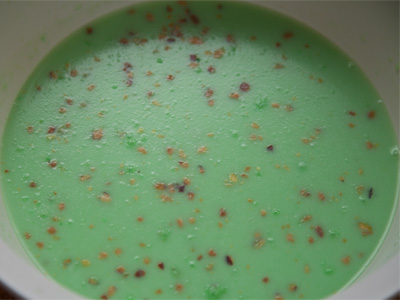 This will be difficult, so you may want to write it all down.  Start with some pistachio pudding.