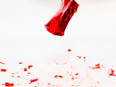 I tried to photograph red gelatin bouncing or splattering.