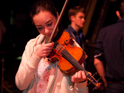 `Can I take a picture of you tuning your violin?`  `I already tuned.`  `Well, okay, could you pretend you`re tuning it?`