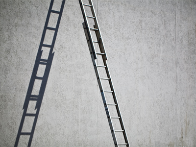 Someone was shoveling snow off of the roof.