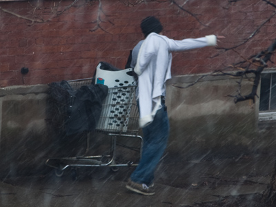 Followed by a white hooded jacket.