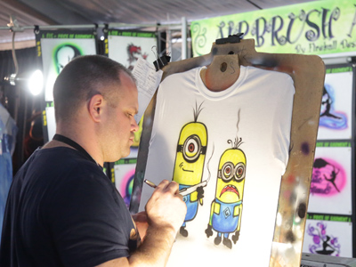 Meanwhile, in the merchandise tent.