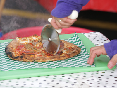 Even someone disappointed in himself can enjoy pizza.