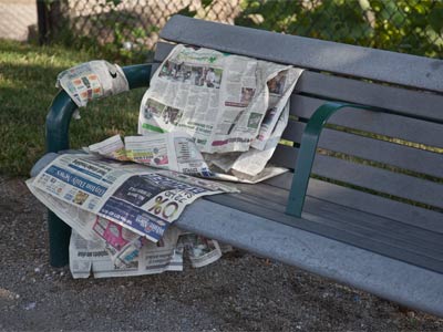 It`s going to be cold sleeping on this bench tonight.