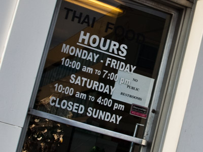 As I walked past this diner downtown, the owner saw me coming and locked the door, even though it was only 6:30.