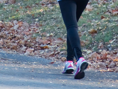 Seeking cardiovascular exercise at Woodland Cemetery.